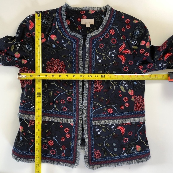 LOFT Navy Strawberries Floral Print Jacket Blazer - Picture 5 of 8